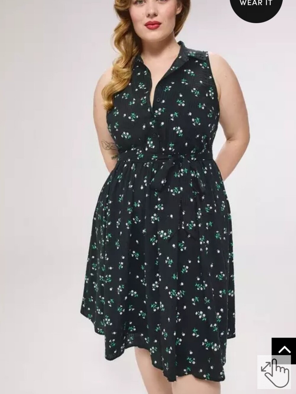 NWOT Torrid Retro Black Sleeveless Floral Midi Dress